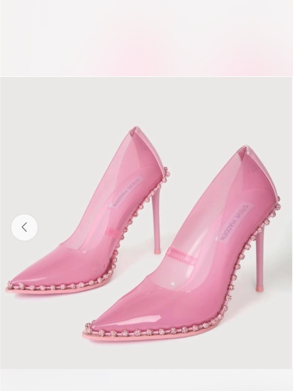Steve Madden Pink Patent Pointed Toe Stiletto Pumps with Embellished Trim